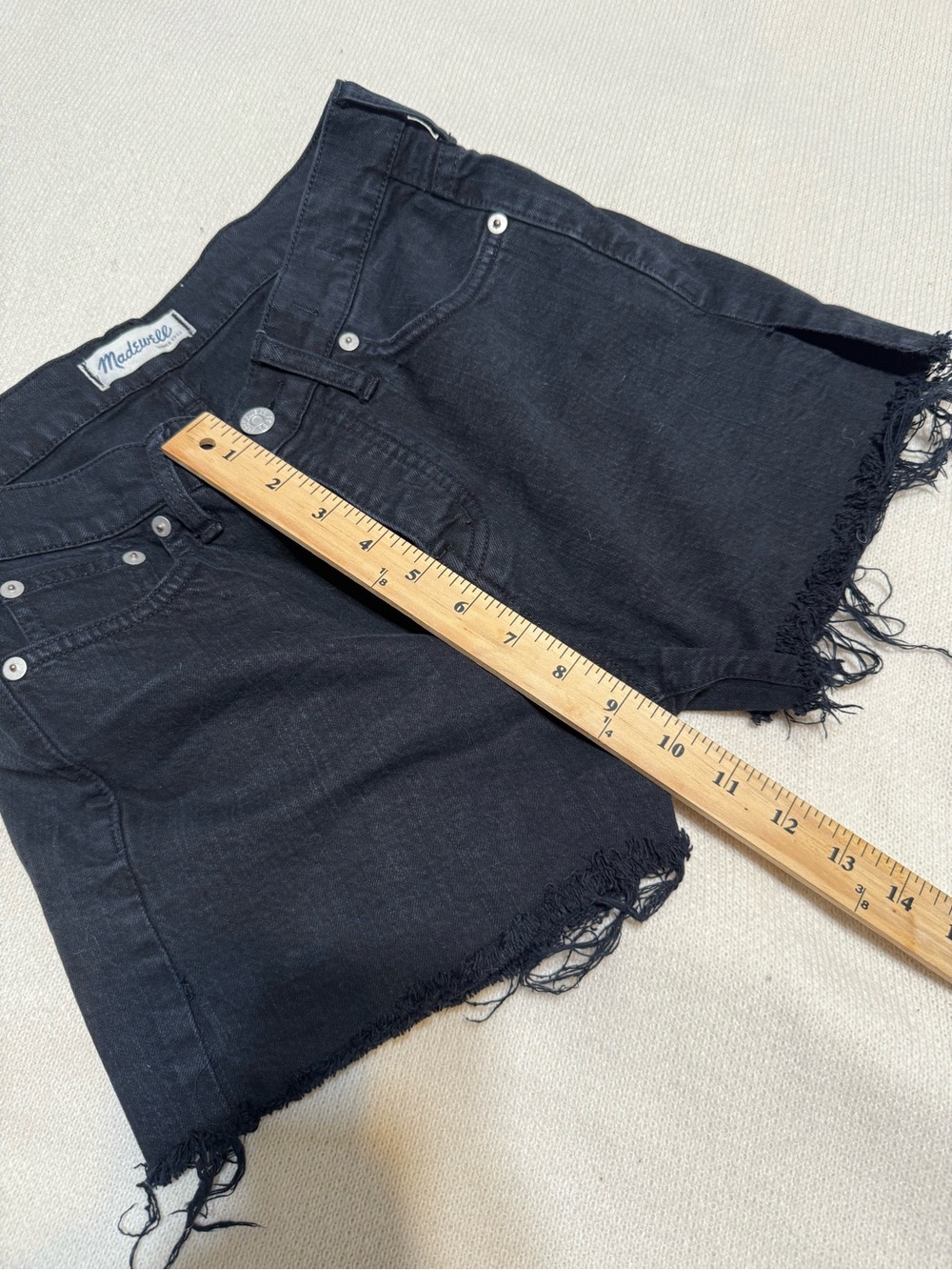 Madewell Black Denim Cutoff Shorts casual Beach 99% algodón size 24 - Picture 11 of 11